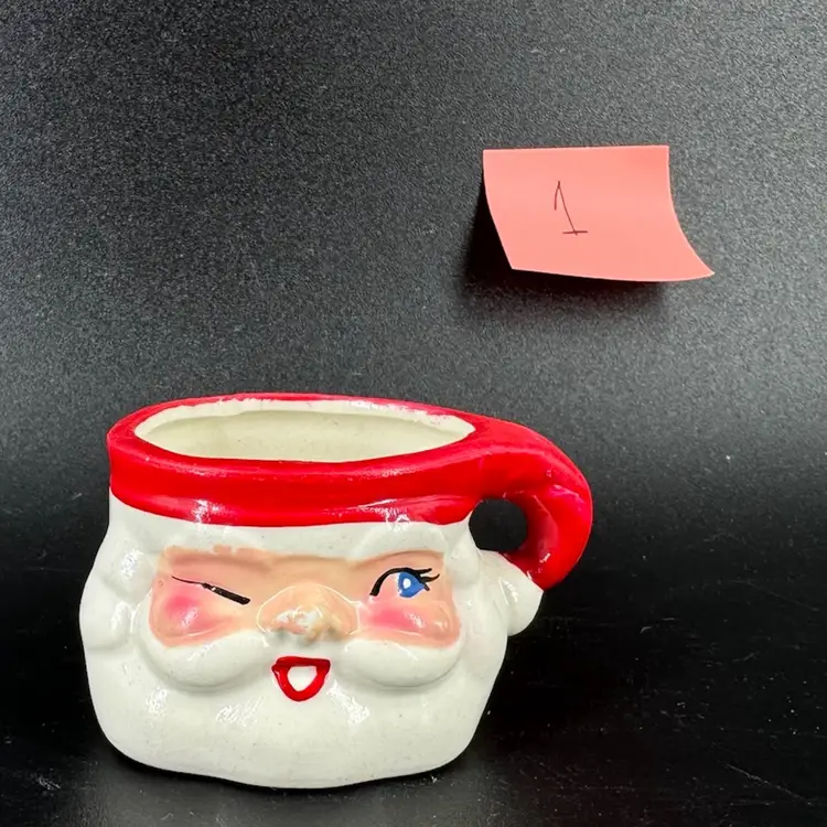 Little Ceramic Winking Santa Mug 1.5” #1