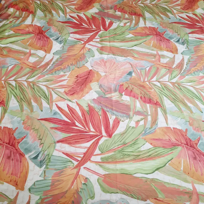 Vintage Handmade Tropical Palm Leaf Beach Luau Coastal Tiki Tablecloth Fabric