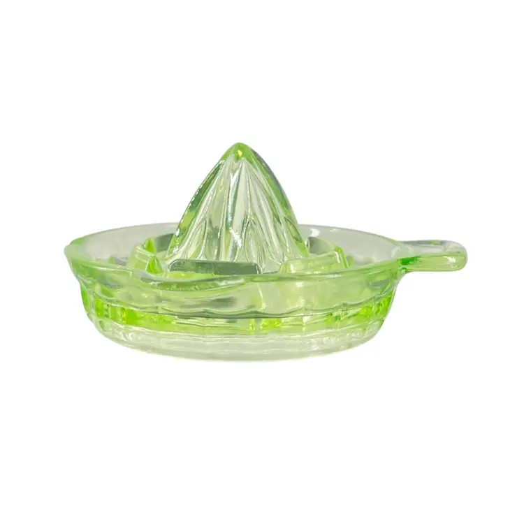 Vintage Citrus JuicerUranium Glass ReamerGlows Green UV Reactive Vaseline Depression Era Collectible