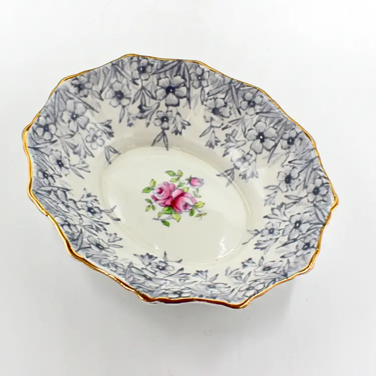 Vintage Royal Albert Trinket Dish Periwinkle Pattern Bone China Blue Pink Floral