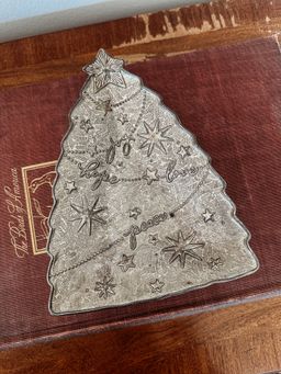 Metal Christmas Tree Candy Dish Silver Trinket Peace Joy Love Hope