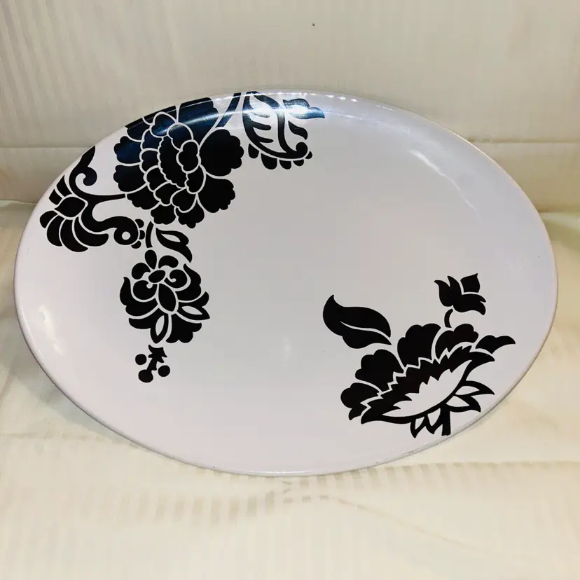 Vintage Waechtersbach  Dahlia Black Oval Serving Platter Made In Germany