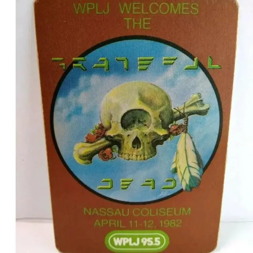 Grateful Dead Concert Promo 1982 Psychedelic Skull Bone Nassau Coliseum Vintage