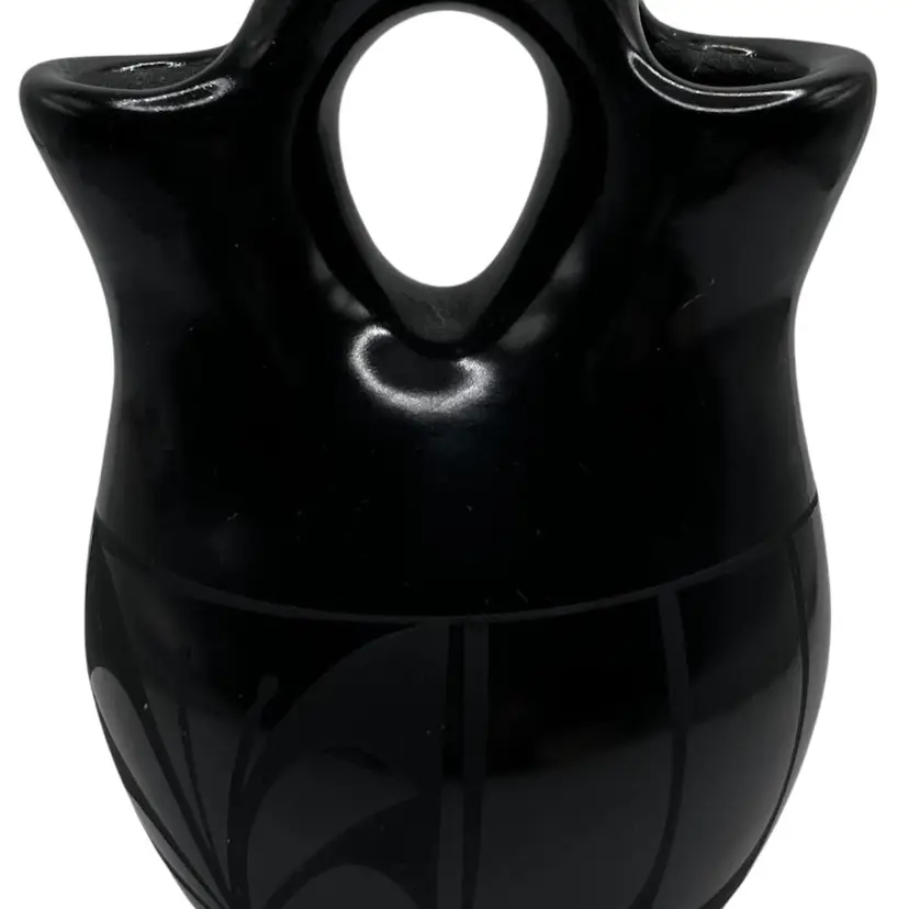 Vintage Navajo Blackware Wedding Vase By Artist Adakai