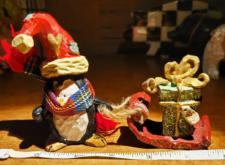 Vintage Kurt S. Adler Snowtown Snowfolk Animals - Penguin Pulling A Sled c. 1990s