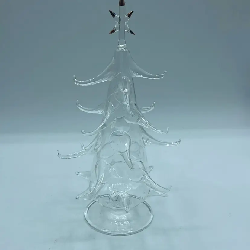 Blown Glass Christmas Tree Gold Star 9”
