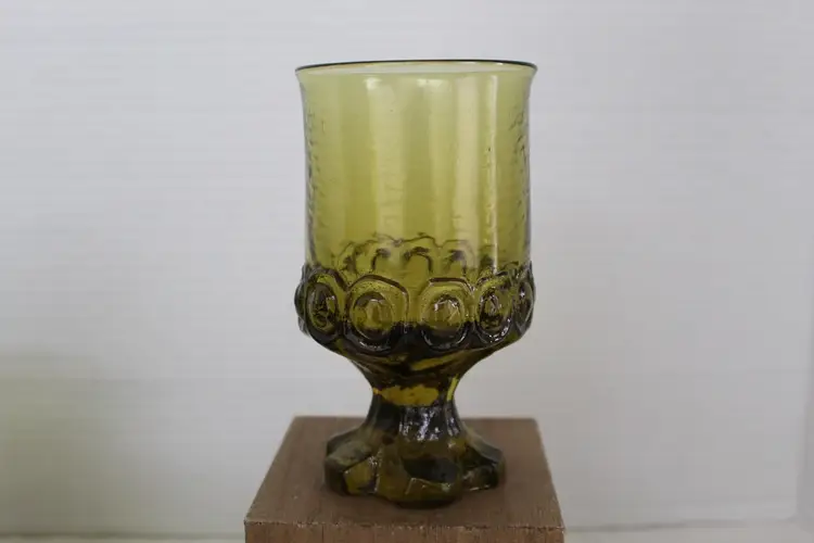 Vtg Tiffin Franciscan Madeira Green Water/Wine Goblet S/4 5.75"
