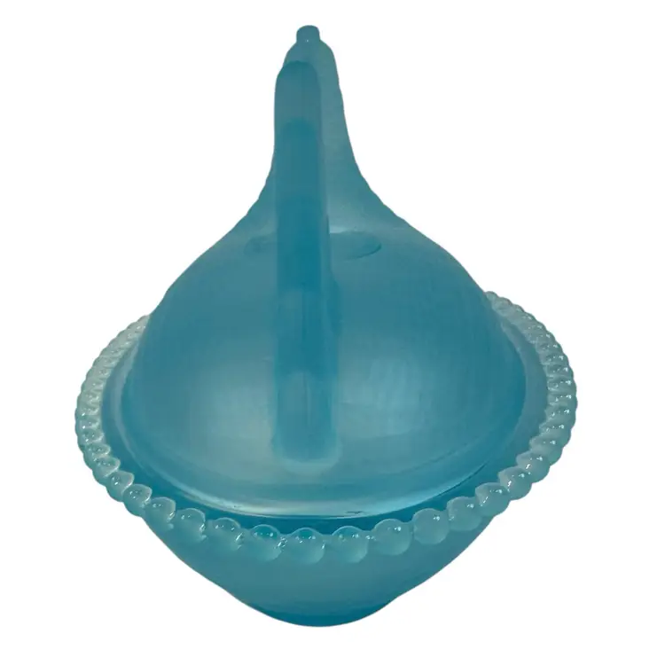 Rose’s Closet Blue Satin Glass Hen on Nest 3 1/2” tall 4 3/4” long New