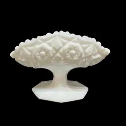 MARKDOWN! Fostoria Milk Glass Rosby Winburn Footed Open Jam/Jelly Oblong ~4” x 6.25” x 3.75”