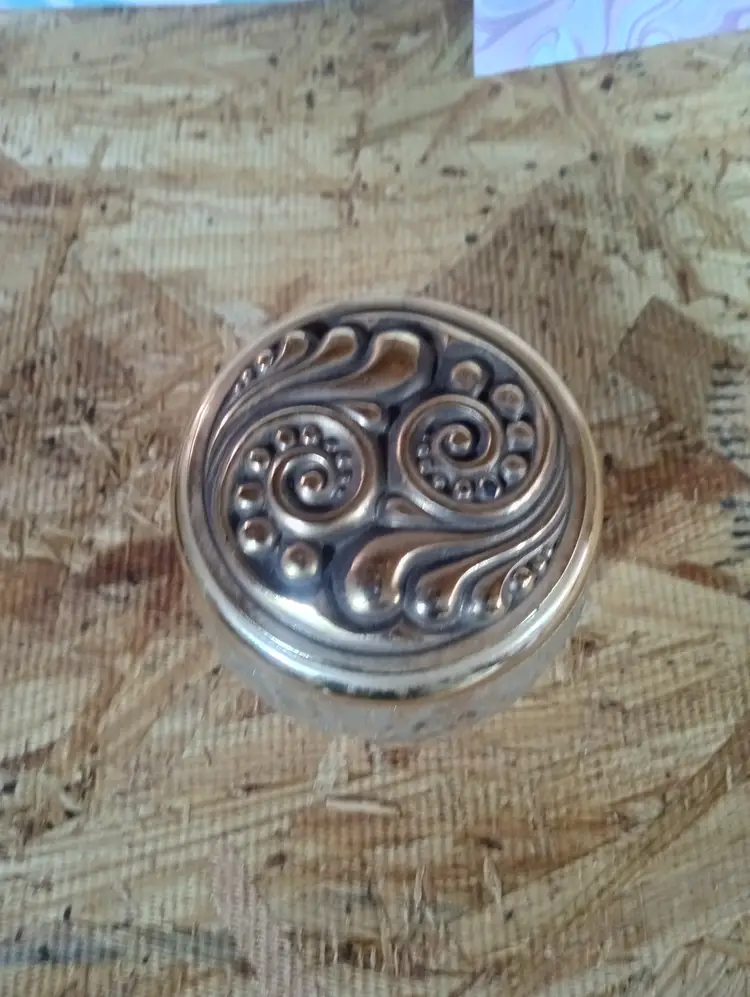 Vintage Glass Trinket Jar With Ornate Brass-Tone Lid