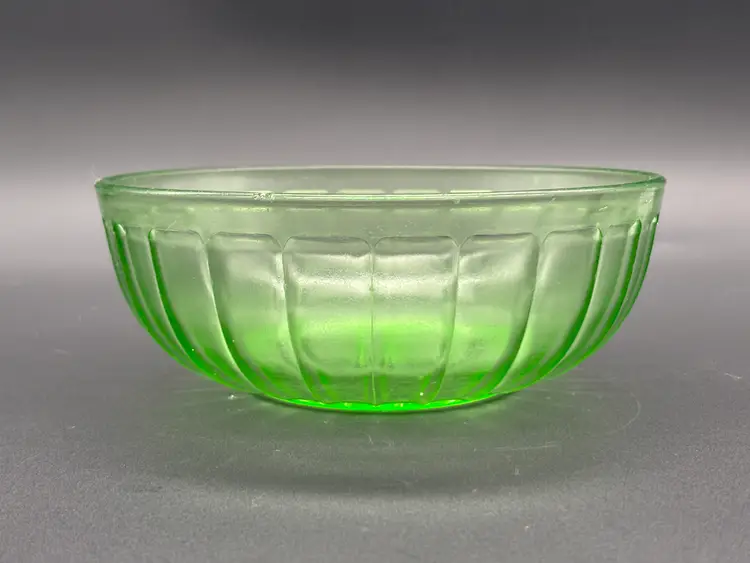 Vintage Uranium Hazel Atlas Vaseline Block Depression Glass Mixing Bowl | Uranium Glass