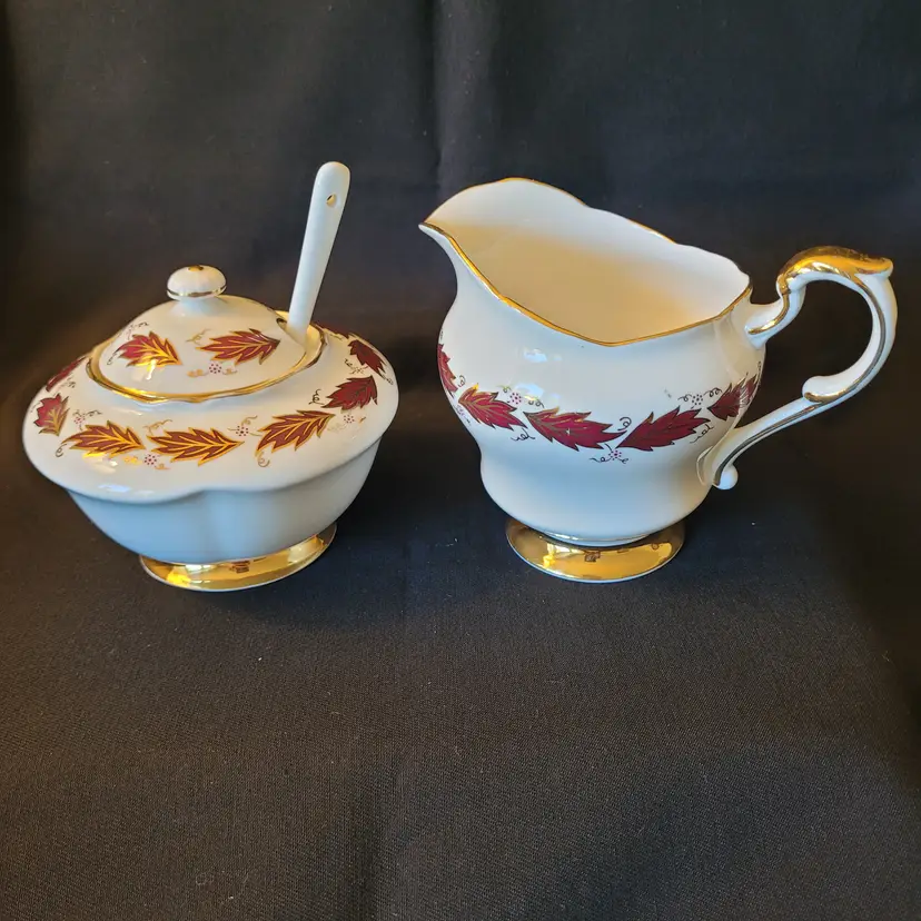 Paragon Elegance Cream & Sugar Bowl w/Spoon & Lid Bone China Made in England