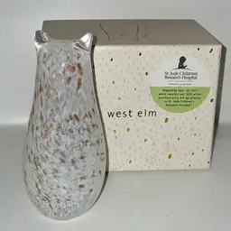 Scarce Art Glass, West Elm Cat Paperweight, Limited Edition, New In Box