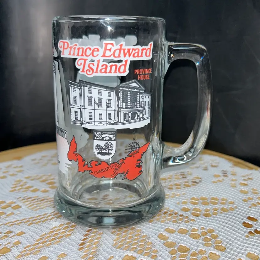 Vintage Glass Souvenir Beer Mug/Stein For Prince Edward Island, Canada.