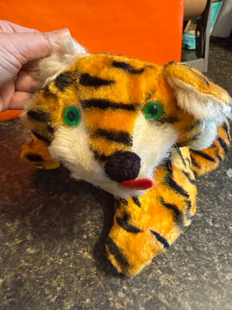 Vintage Stuffed Carnival Tiger- As Is Floppy Head. Dated 1969!
