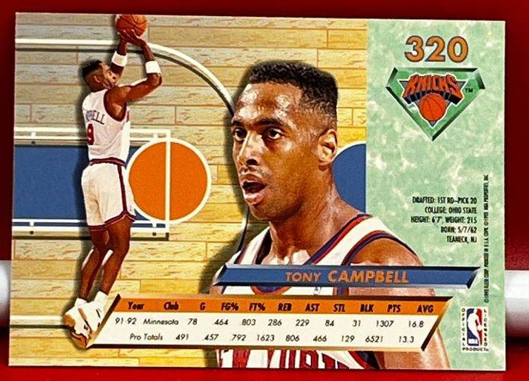 1993 Fleer Ultra Collector Basketball Trading Card Knicks Tony Campbell #320