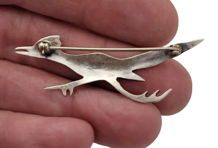 Sterling Silver Turquoise Road Runner Bird Pin K291