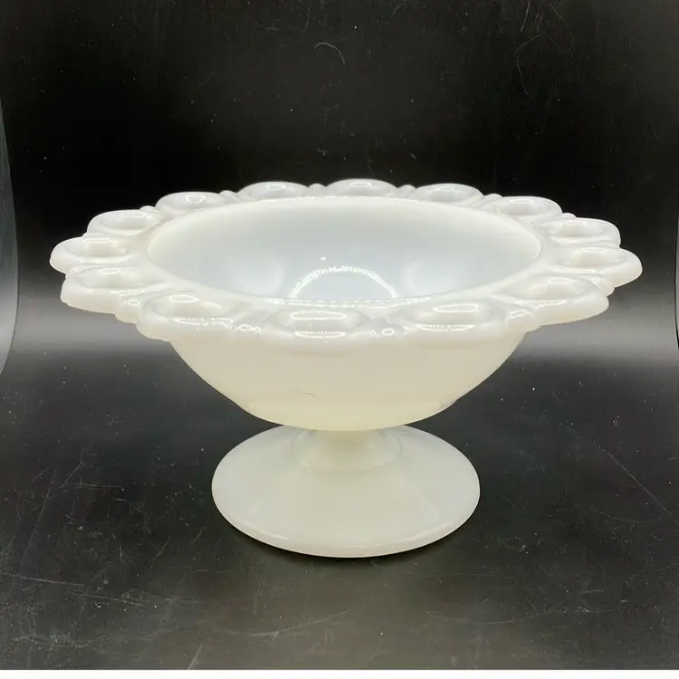 Milk Glass Pedestal Candy Dish Bowl