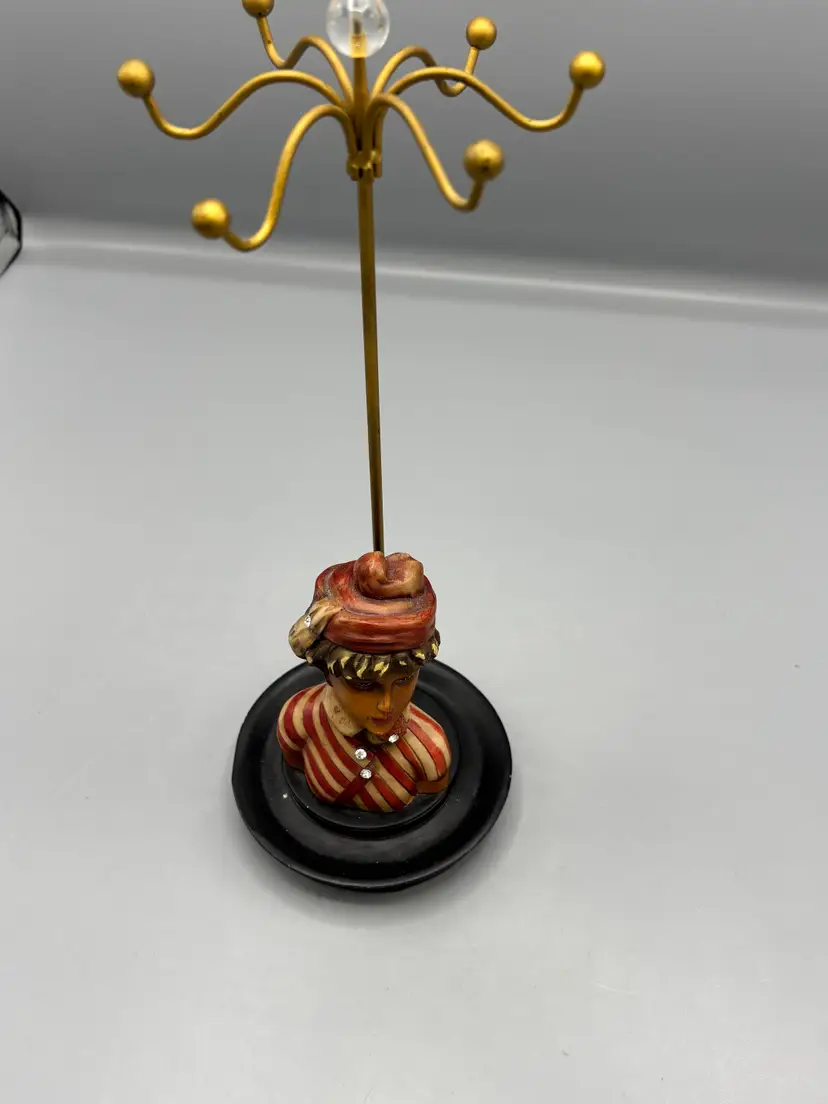 Mid century figure chalkware boy jewelry stand