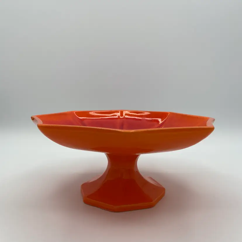 Royal Haeger orange pedestal bowl / tray