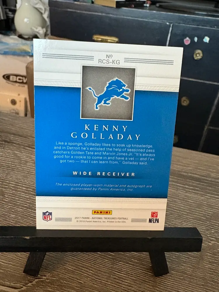 Kenny Golladay 2017 Panini National Treasures Rookie Colossal RC Relic Jersey Auto Autograph /99 Detroit Lions (A2)