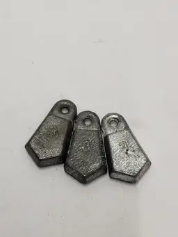 3 , 3 OZ HANDMADE FLAT LEAD BANK SINKERS