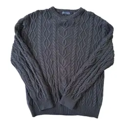 Men’s Blue Cable Knit Sweater, Size Extra Large, 100% Cotton