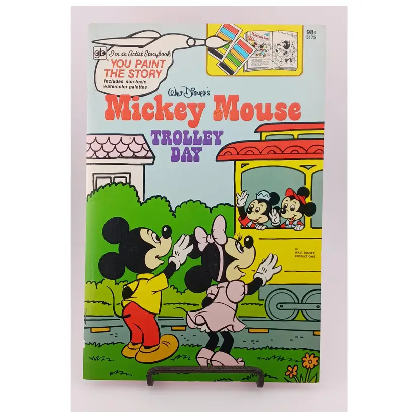 Vintage Mickey Mouse Trolley Days Paint yourself activity book 1980 NBU
