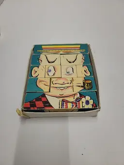 Vintage 1948 CHANGEABLE CHARLIE Creative Blocks Game Different Faces