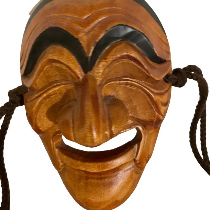 Vintage Korean Wood Face Mask Traditional HaHoe Tal Bune Festival 