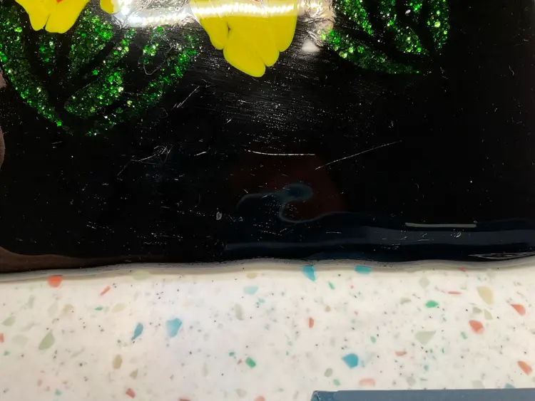 #01 Fused glass flower with dichroic glass leaves