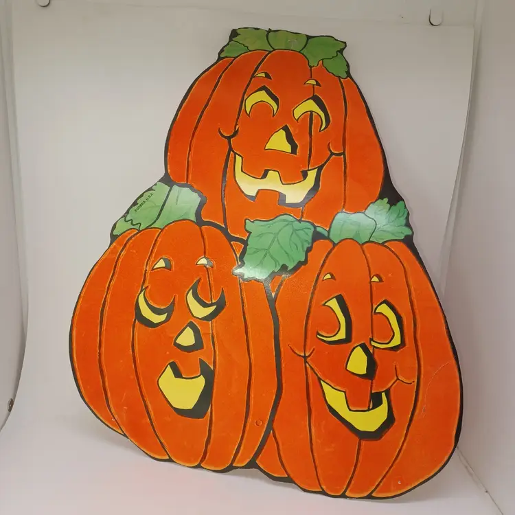 Wonderful Vintage Eureka Die Cut Double Sided Flocked / Felted Jack O' Lantern