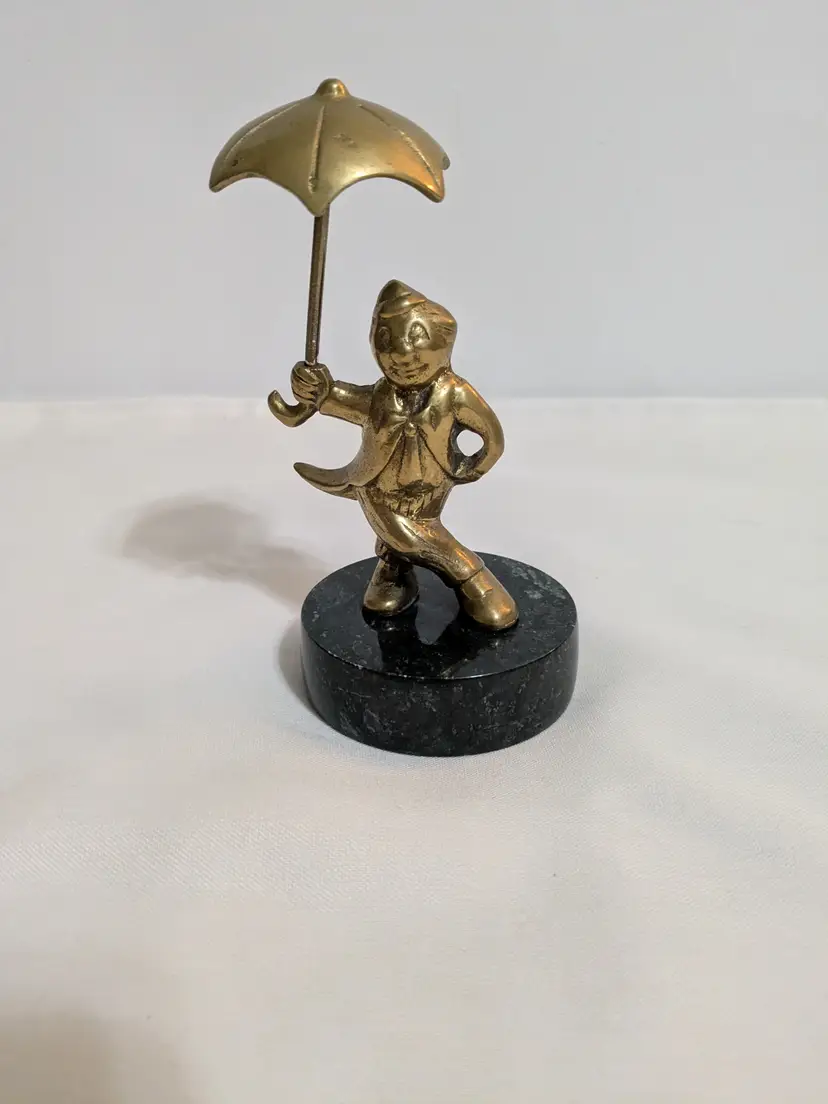 Brass Gentleman On Marble Base-Paperweight