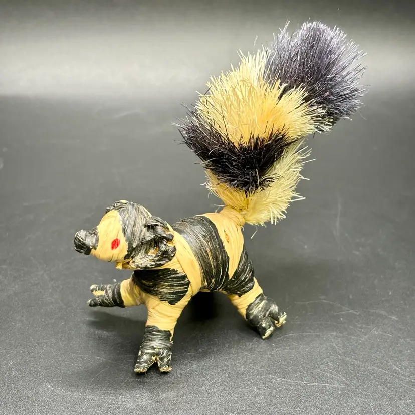 Raffia Straw Skunk Figurine 3”
