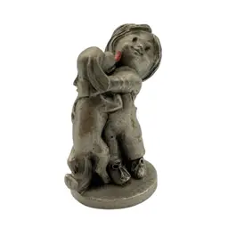 02 - Vintage Ray Lamb Miniature Pewter Boy With Dog Figurine 1.5”