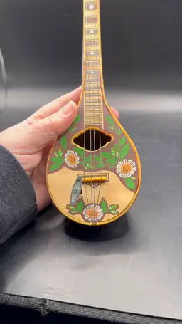 Vintage Greek Bouzouki 11" Mandolin Music Box- Works!