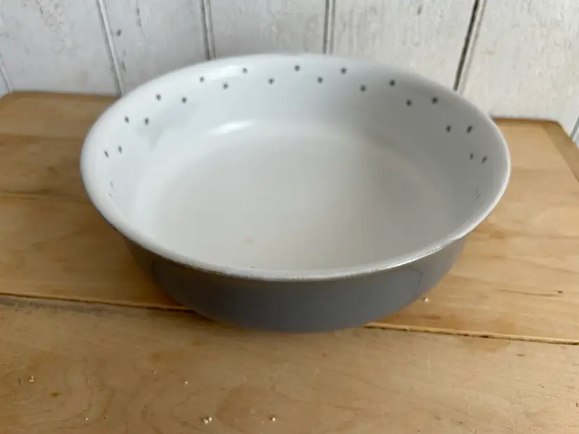 Dendy Stoneware Pottery Dish Bowl Gray And White Signed Made In England