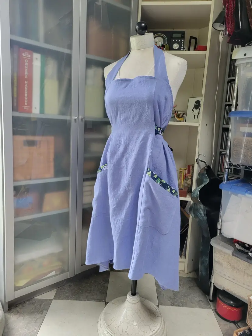 Wisteria Linen Apron With Floral Accents