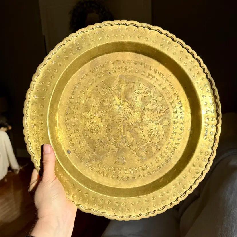 Hammered/ Etched Brass Wall Tray