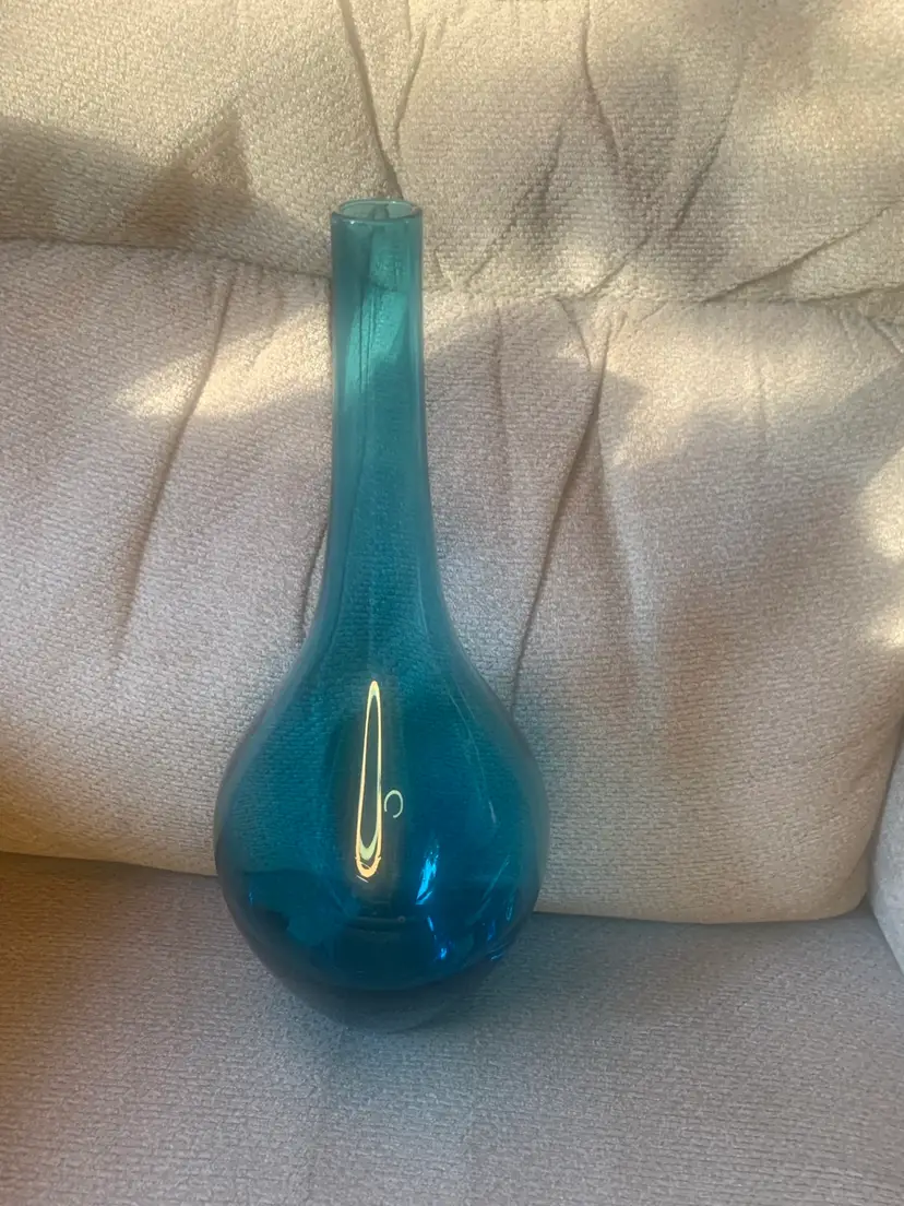 Blue Art Glass Smooth Vaseline