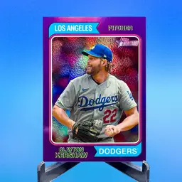 Clayton Kershaw 2023 Topps Heritage Chrome Purple Refractors #641 Los Angeles Dodgers