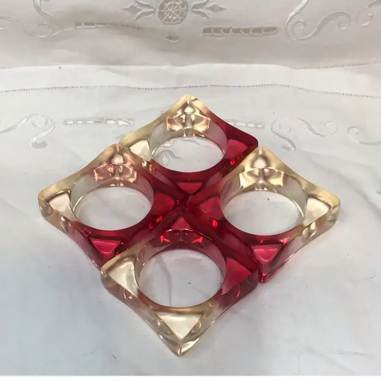 Retro 80's Lucite Napkin Rings Set