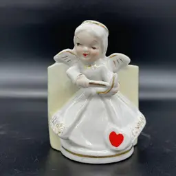 Vintage Valentine Cupid Angel Bow and Arrow Vase Planter Japan