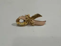 Avon Goldtone Pink Enamel w/ Rose Breast Cancer Awareness Ribbon 2" Pin