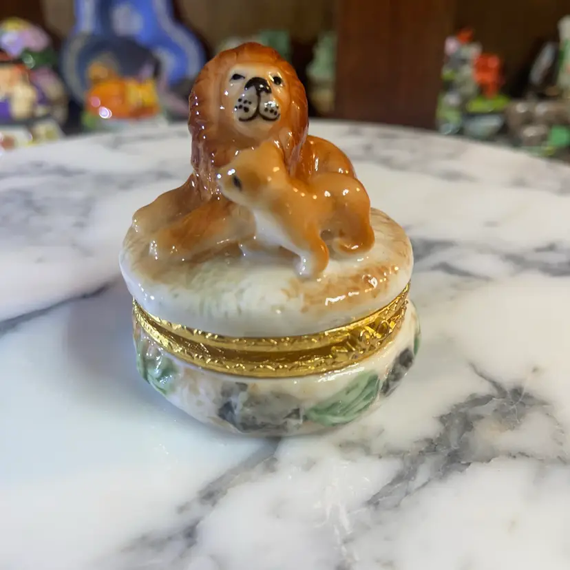 Trinket Box By Herco Lion And Lion Cub