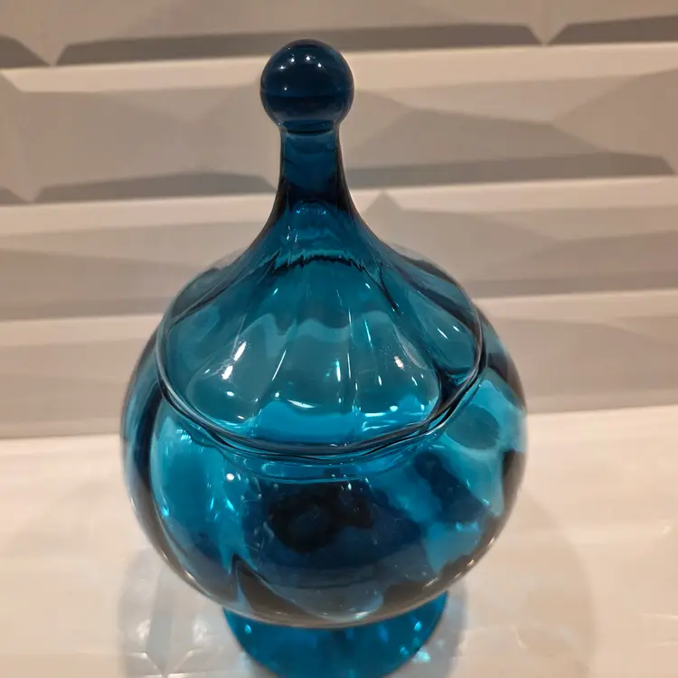 10” Vintage Apothecary Circus Tent Empoli Blue Swirl