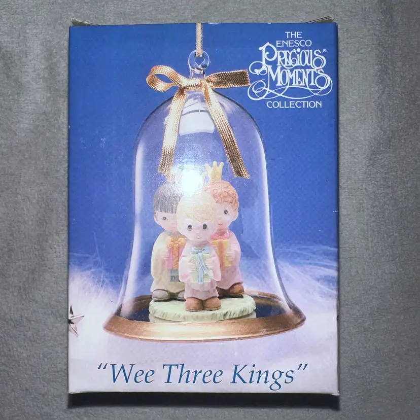 NOS Vintage 1994 Enesco Precious Moments Wee Three Kings Glass Ornament