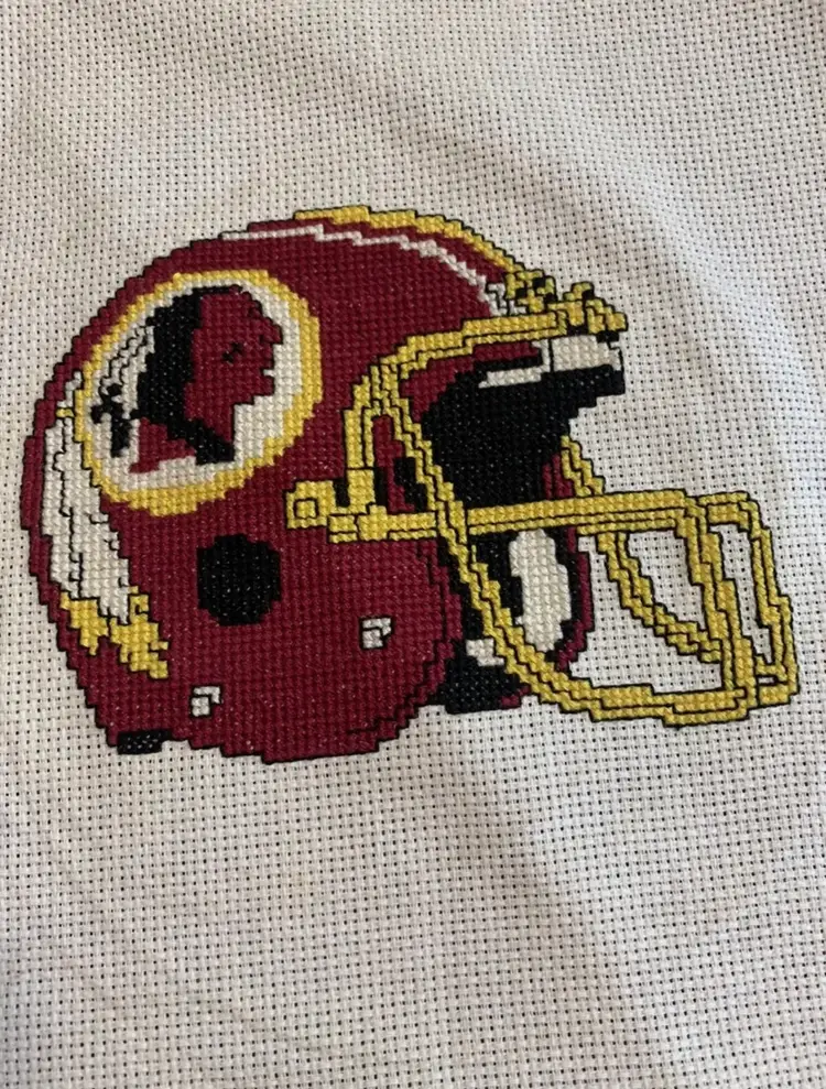 Vintage Washington Handcrafted Cross Stitch Football Helmet NFL Meemaw Grandma
