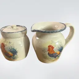 Home and garden party made in 1999 rooster cream and sugar set