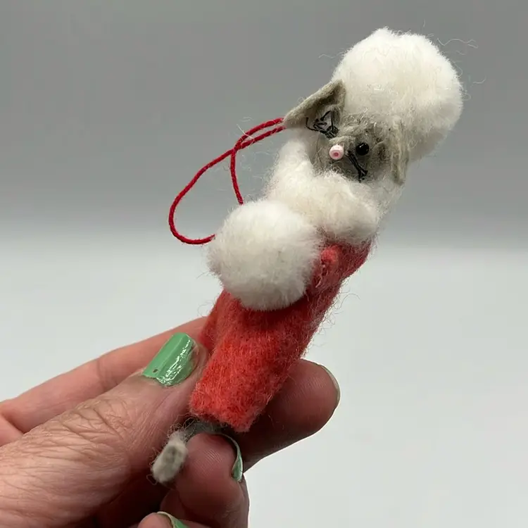 Felt And Pom Pom Vintage Mouse Ornament